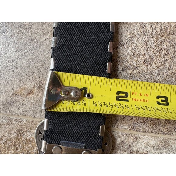 Silver-Toned Elastic Waist Belt Filigree Floral Buckle Rhinestone Goth cosplay - Picture 7 of 8